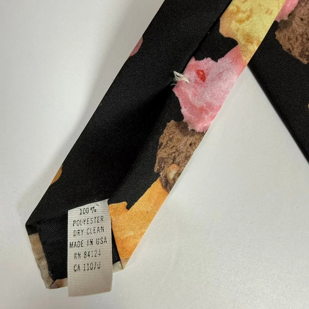 Vintage 1997 Ralph Marlin Ice Cream Novelty Tie USA Dessert Scoops Black Necktie